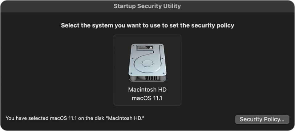 startup security utility select system